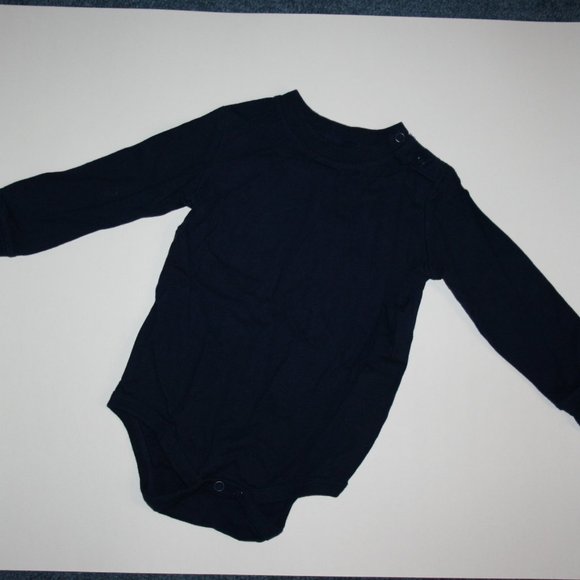 18-24M Boy Cotton Onesie Long Sleeve Navy Blue - Picture 2 of 7